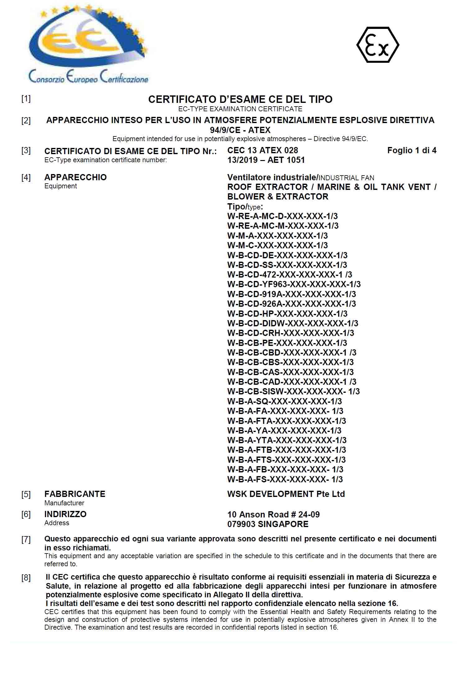 ATEX Cerificate